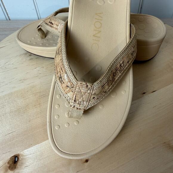 VIONIC Womens Pacific Hightide Platform Sandal Gold Cork Size 5 TVW4895 Comfort - Picture 2 of 14